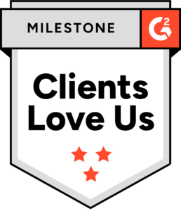 G2 Milestone badge: Clients Love Us